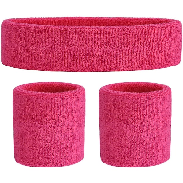 Sports Bomulds Svedabsorberende Armbånd Hårbånd Rose red