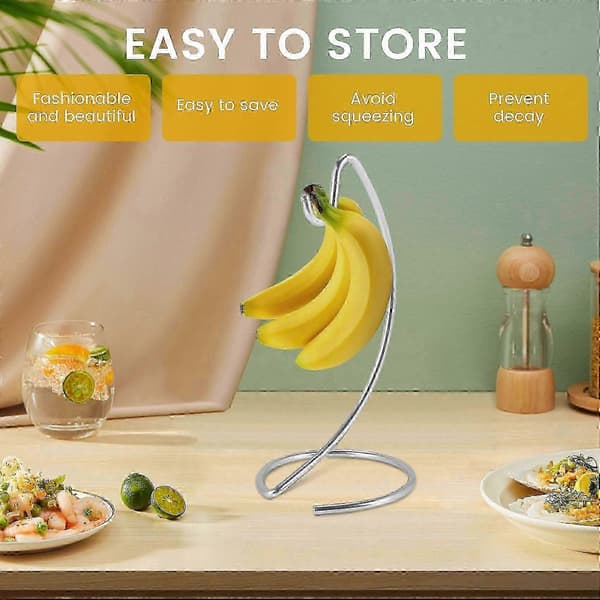 Bananholder Moderne Bananhænger Træstativ Krog til Køkkenbord Bananstativ, B DS