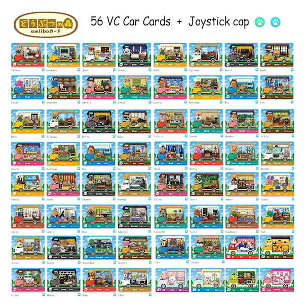 56 Kort Animal Crossing Spelkort Husbil Bil