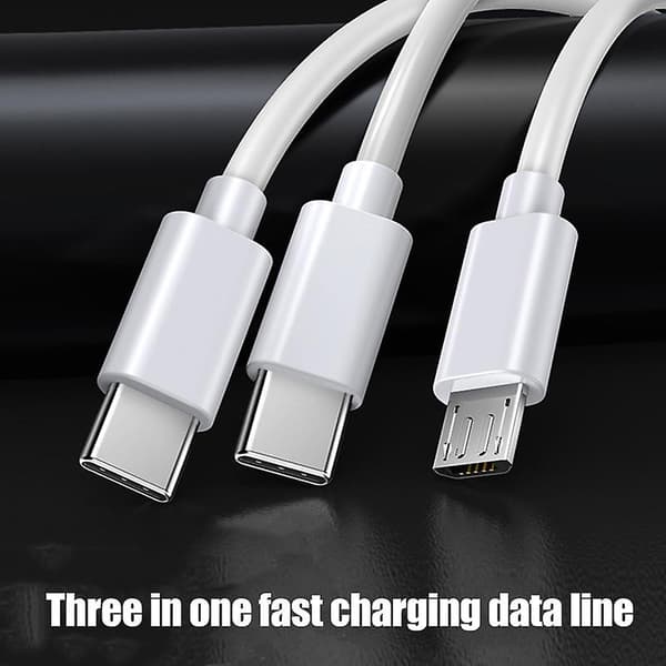 [LCS] Slitesterk 3-i-1 multi-datakabel Bærbar multifunksjonell hurtigladekabel Kompatibel med mobiltelefon Ny Boxed