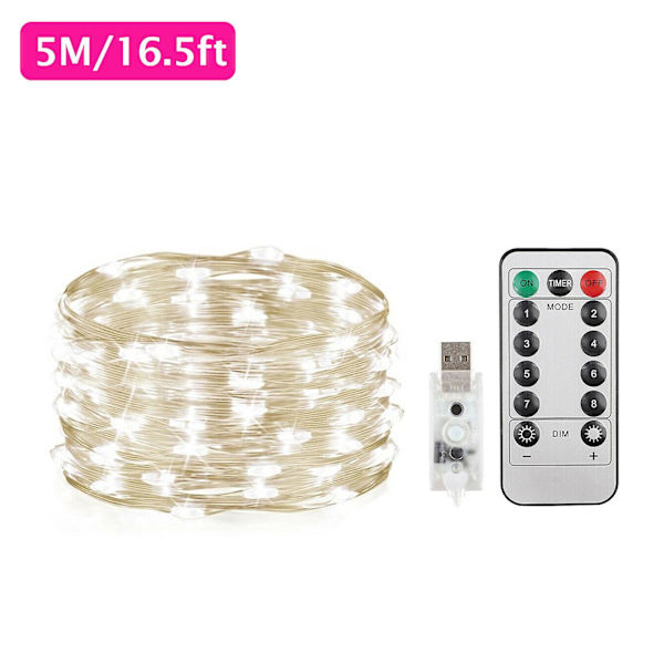 Lys Kæde Fe Lys Julelys White 5M 50LED 1PC