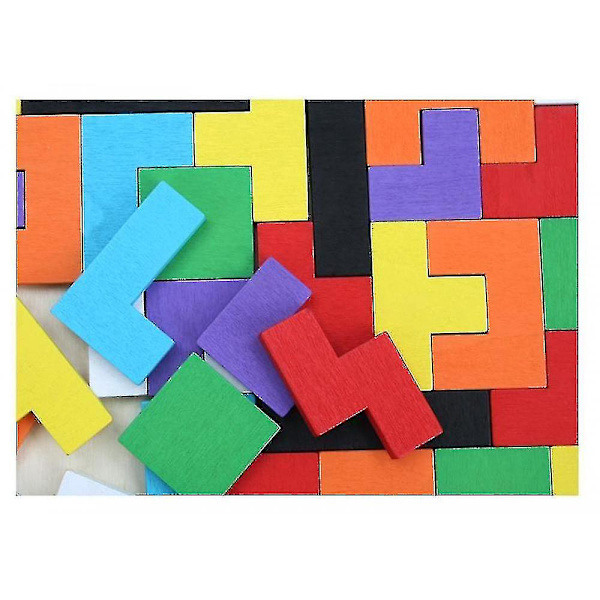 Träklossar Pussel Hjärngympa Leksak Rysk Tangram Färgglatt Pusselspel