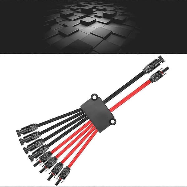 Solcellekabler 2 til 8 Y-grenkabelstik til solcellepanelkabelgrenstik Black   red