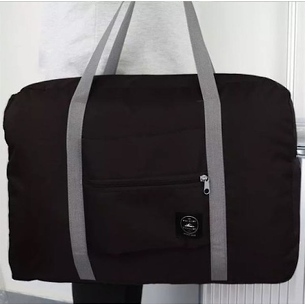 Sammenleggbar reiseveske for skolestart, nylon reisevesker, håndbagasje for menn og kvinner, moteriktige reiseduffelbagger Black