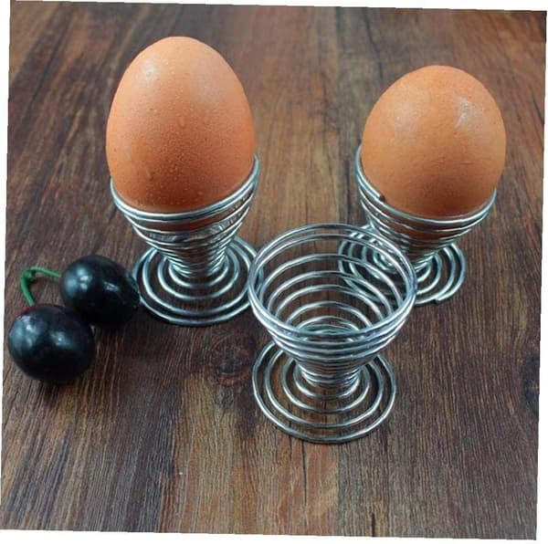 [LCS] 6 Pcs Stainless Steel Spiral Spring Egg Cups for Breakfast, Hard Boiled Eggs, Grill/Egg Stand