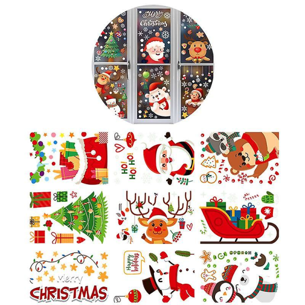 Christmas Window Stickers Snowflake Snowman Window Clings Xmas Party Decor