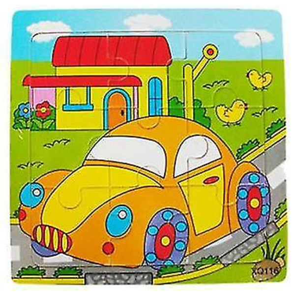 Træpuslespil med dyr til 3D mosaik, lærerigt for børn, til babys fødselsdag vehicle
