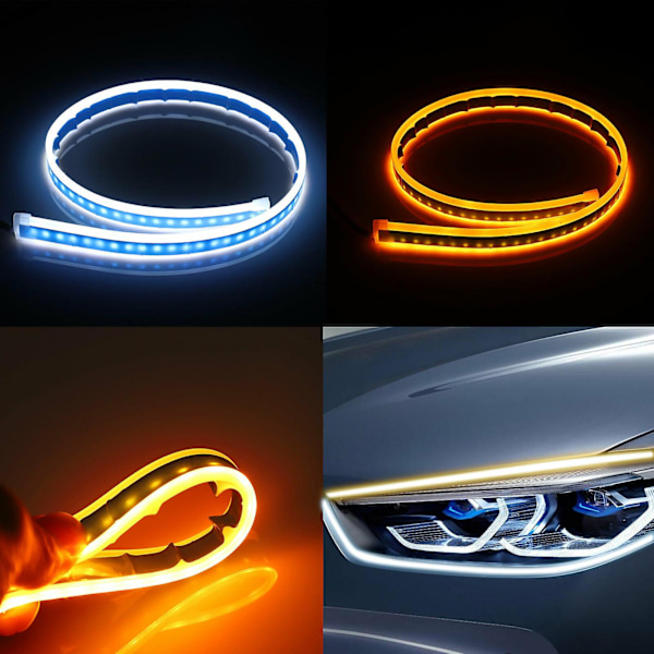Bil LED Lyslist Frontlykter DRL Dynamiske Blinklys Bil Lyslist
