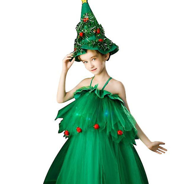 Piger Glitter Juletræskostume 140cm
