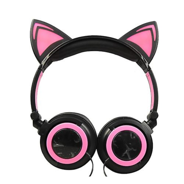 Barns Katthörlurar Huvudmonterade Ljusande Vikbara Mobiltelefon Musikheadset black and red