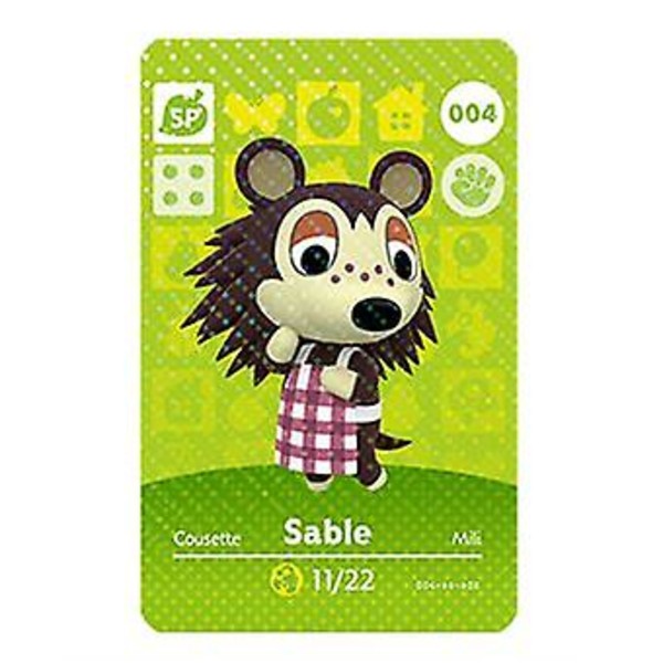 Nfc Spilkort til Animal Crossing, ch Amiibo Wii U - 004 Sable