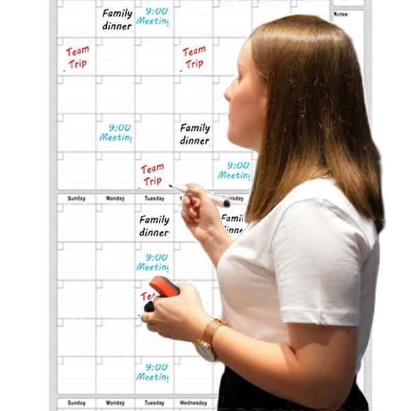 Super stort tre måneders sletbart kalender uden dato tidsplan WUD5517 White