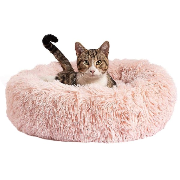 Comfy Caliming Pet Bed Dog Bed Warming Plysch Cuddler Extra Large Dog Bed Furniture Cushion Bed Pink 60cm