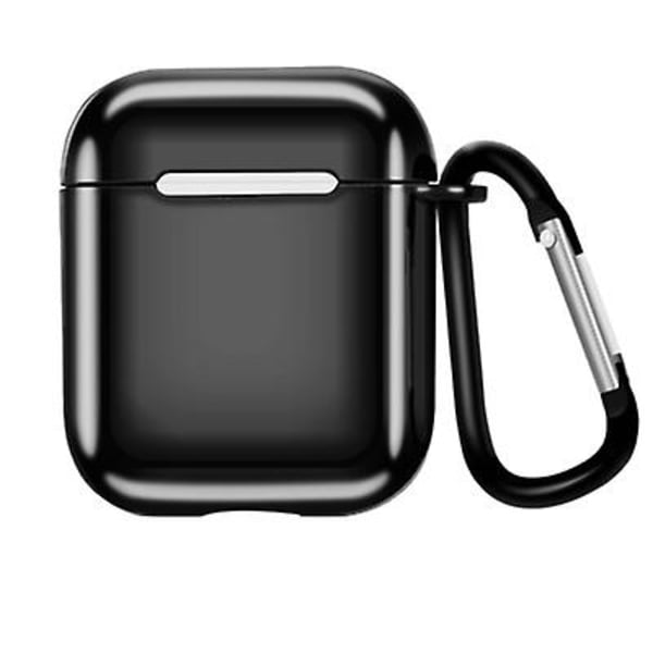 Lämplig Kompatibel med Airpods 1/2 generation elektropläterad TPU skyddshylsa Apple Bluetooth trådlöst headsetfodral med karbinhake red