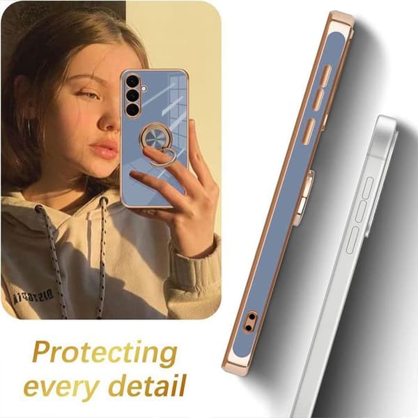 [LCS] Protective Case for Samsung Galaxy S26 Ultra, Lightweight Slim Silicone with 360 Rotation Ring - Blue Blå