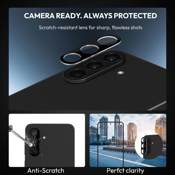 [LCS]2-Pack Samsung A56 Screen Protector & 2-Pack Lens Protector - Tempered Glass | [Automatic Installation] - Bubble-Free