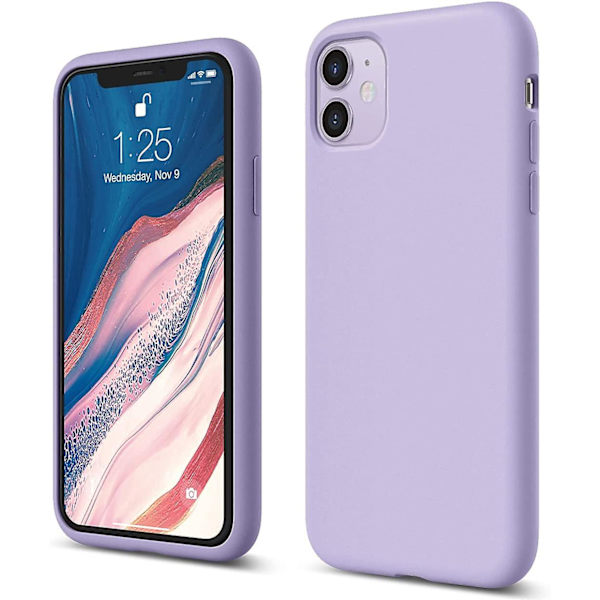 Silikonikuori Yhteensopiva Iphone 11:n Kanssa (musta) - Premium Nestemäinen Silikoni, Korotettu Reuna (näytön & Kameran Suojaus Lavender