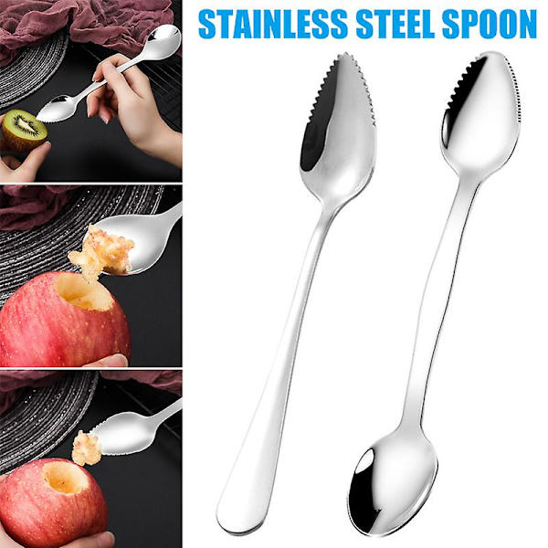 Grapefrugtskraber Ske i Rustfrit Stål med Savtakkede Kanter og Langt Håndtag til Køkkenet Narrow Handle