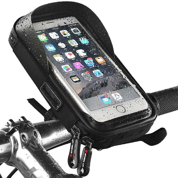 Cykelstyre Telefonhållare Pouchväska 360 Roterbar pekskärm Solskydd, under 7" smartphone