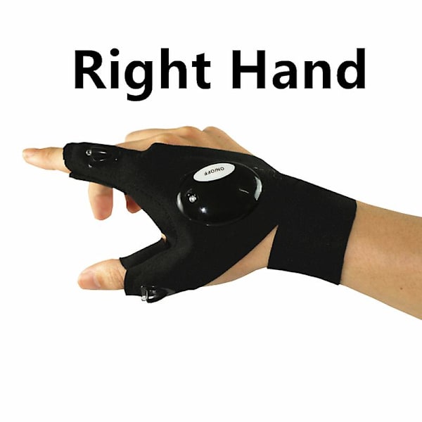 Fingerlösa Handskar LED Ficklampa Utomhusverktyg Left Hand
