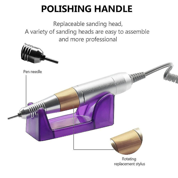 Neglefilmaskine 35000rpm Pro Manicure Maskine Apparat Til Manicure Pedicure Sæt Elektrisk Neglefil Black US Plug