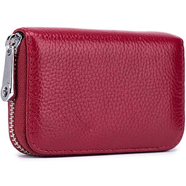 Kredittkortetui i skinn, mini kredittkortlommebok (svart) Rose red