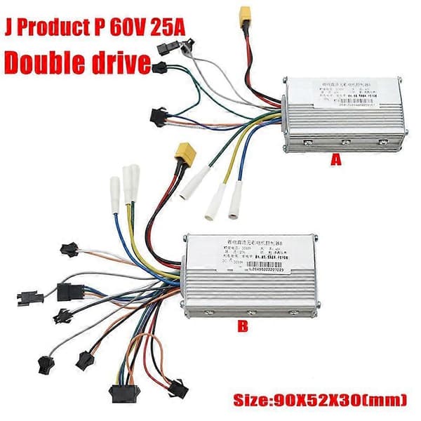 Elektrisk Scooter Dual Drive Controller JP 48V 52V 60V 25A 50A Brushless Controller AB Forreste Bageste Dri Black