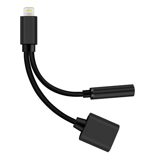Kompatibel med Iphone Xs Max Xr 7 8 + 2-i-1 3,5 mm Ljud Hörlurs Aux Adapter Laddarkabel