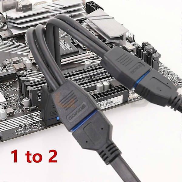 [LCS] USB 3.0 Header förlängningskabel, 19/20 stift 1 till 2 Y-splitter förlängningsadapter