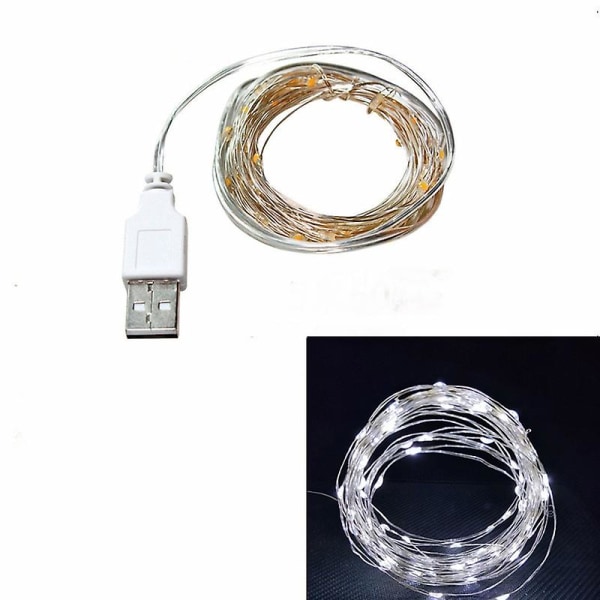 2m/3m/5m/10m Koppartråd USB Led Ljus Julgirland Bröllopsdekoration För Hem Fairy Party White