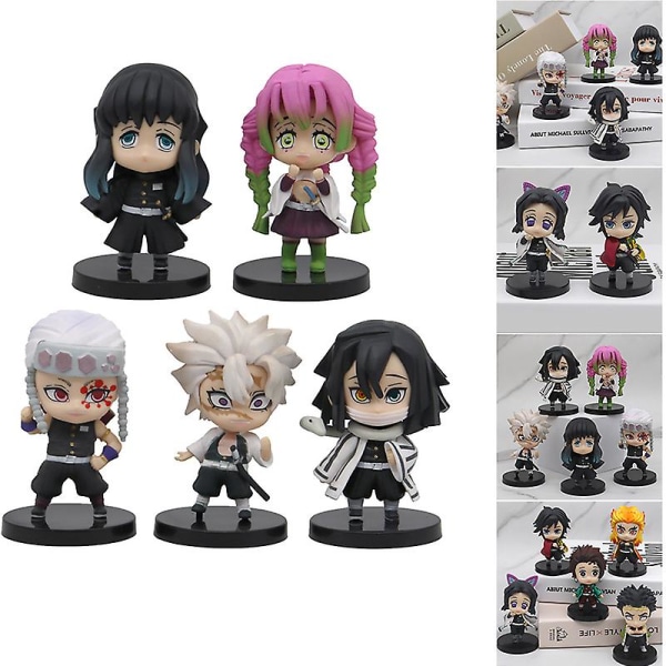 5 st/set Demon Slayer Modell Söta Figurer Samlarobjekt Söt Bilinredning Tårtdekoration För Fans Type A 5PCS