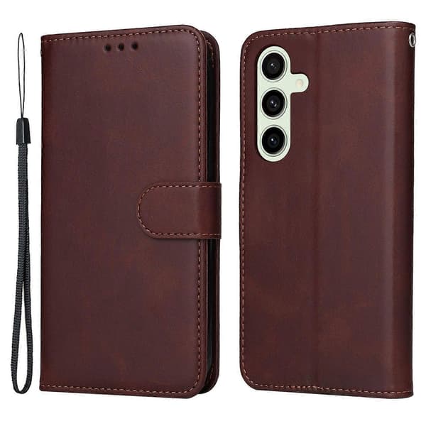 För Samsung Galaxy S24 FE Plånboksfodral PU Läder Stativ Flip Telefonfodral Multicolor Brown