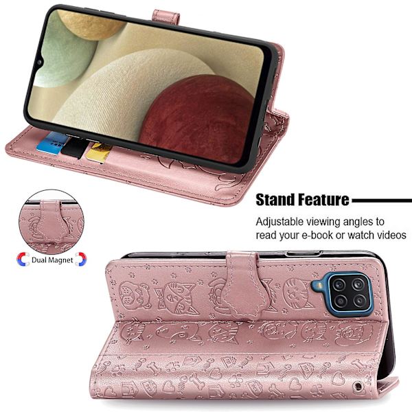 Fodral för Samsung Galaxy A12 Flip Plånbok Präglat Skydd Etui Hou