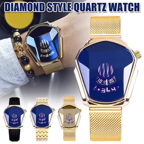 Diamantstil Quartz Ur Vandtæt Mode Stålbånd Quartz Ur Til Mænd Kvinder 4 strap   Stainless