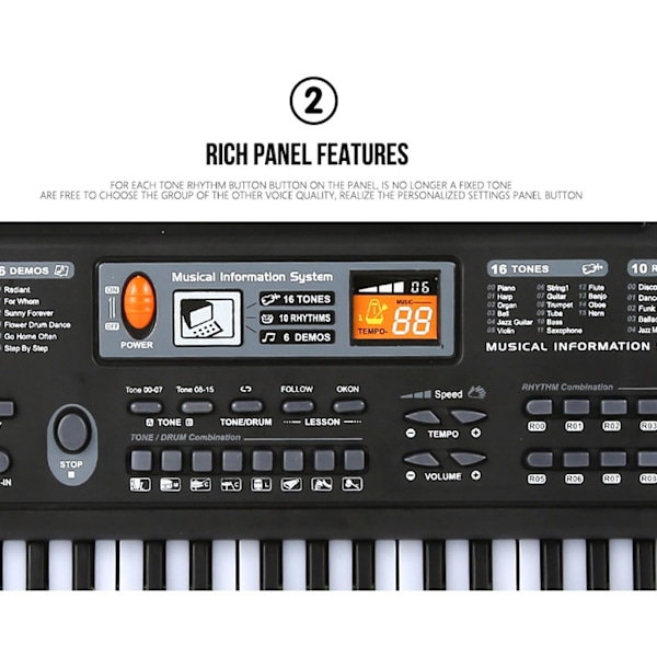 61 Tangenter Elektronisk Orgel Digitalt Klaver Keyboard med Mikrofon Børnemusik Legetøj til Børn - WELLNGS