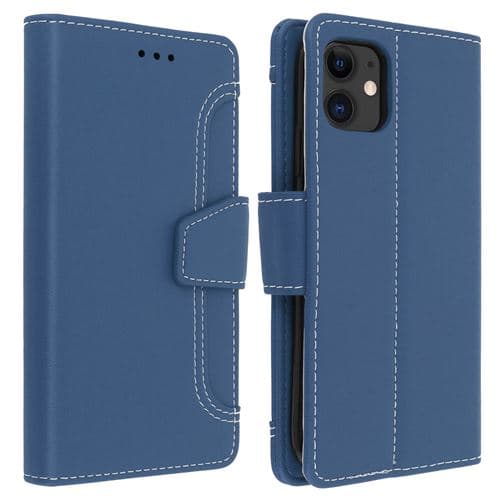 [LCS] Deksel kompatibelt med Apple iPhone 11 Flip Lommebokfunksjon Stativ Blå