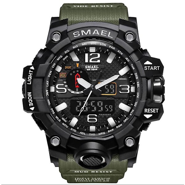 Vandtæt multifunktionelt mode sports dual display ur army green
