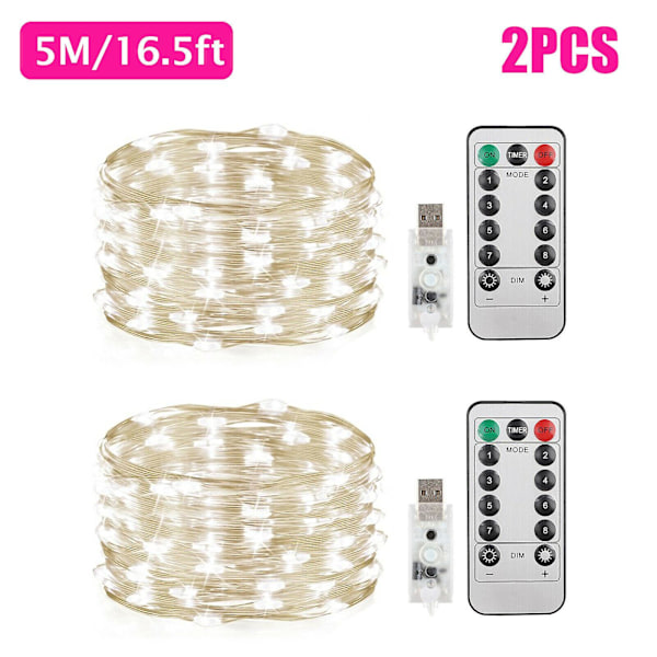 Puutarhavalot Jouluvalot White 5M 50LED 2PCS