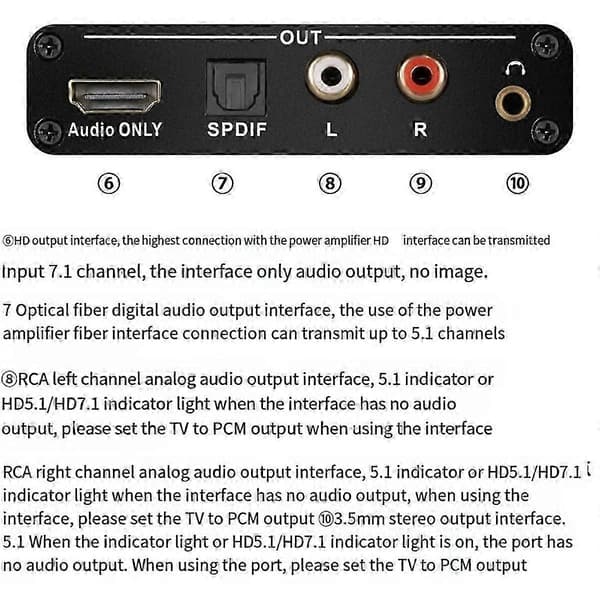 HDMI-kompatibel EARC ARC Audio Extractor 192Khz Konverter EARC til RCA Audio Extractor Adapter til DT