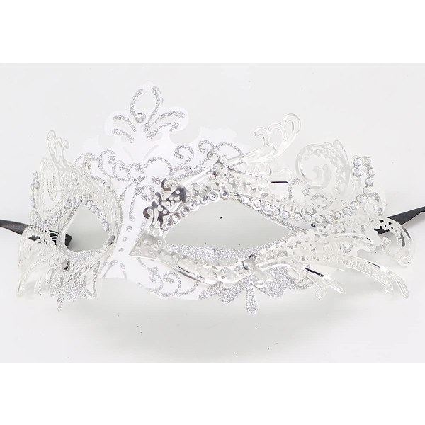 Par Maskeradmask Metall Järn Fjäril Balmask (Silver Vit) 2 Stycken silver