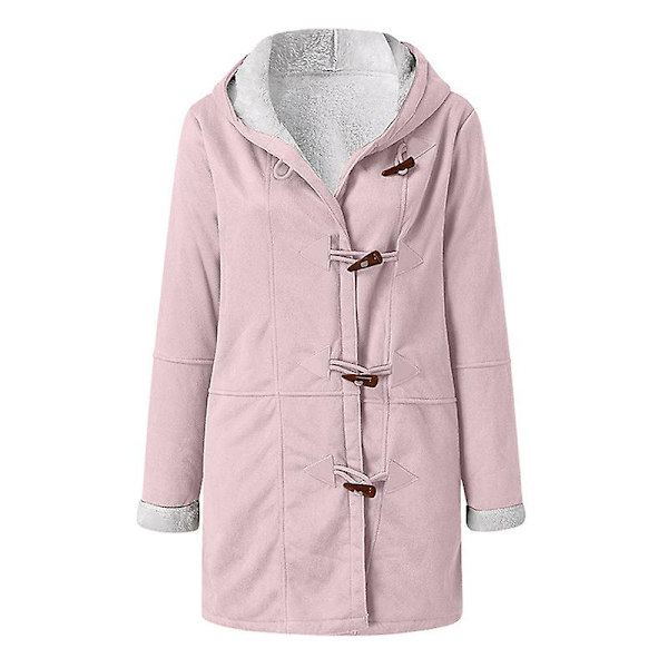 Damkappa i Stora Storlekar Fleece Huvtröja Kofta Casual Långärmad Värmande Ytterkläder För Höst Vinter Pink S