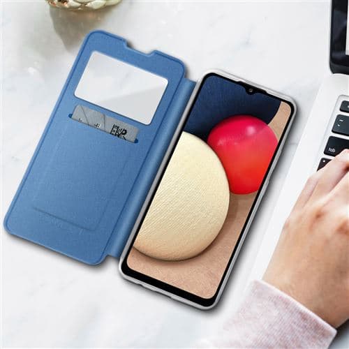 Fodral Kompatibelt med Samsung Galaxy A02s Displayfönster Korthållare Video