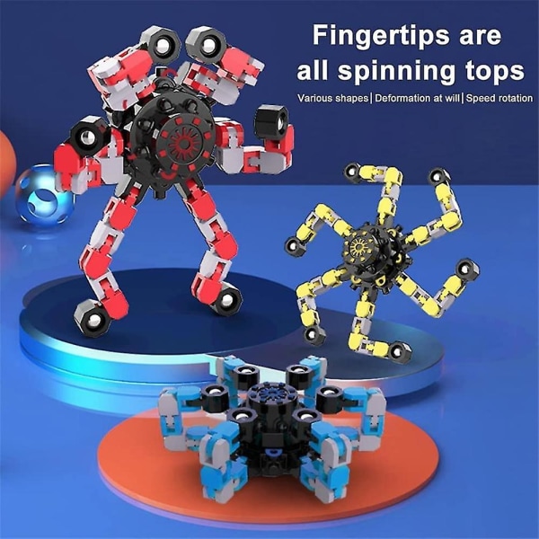 3-pack fingertoppssnurrleksak Rolig Sensorisk Fidget Spinners Leksaker Gör-det-själv deformerbar stress relief