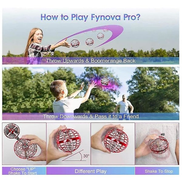 Flynova Pro lentävä pallo -lelu, minidroonit lapsille ja aikuisille, RGB-valolla varustetut lentävät lelut red