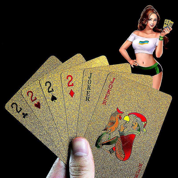 Pvc Guld Poker Tvättbar Hållbar 24 K guld Pokerkort Guldfolie Pokerpresenter