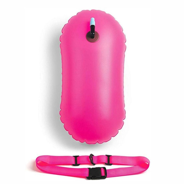 Simbojförtöjning, säker simträning, triathleter, kajakpaddling, snorkling, vattentät simboj med förvaringsutrymme, uppblåsbar torr väska, stark färg, säker simning Pink