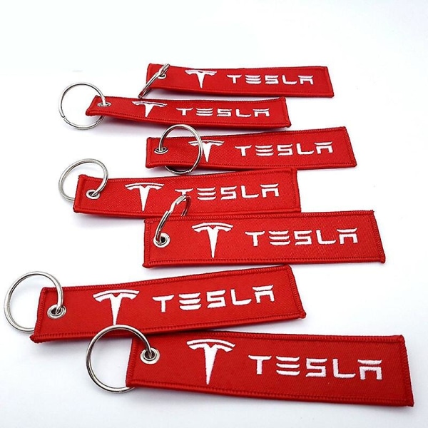 Bil Styling Business Nyckelringar För Tesla Model 3 S X Y Logo Bil Canvas Tyg Textil Nyckelring Ring Nyckelring Nyckelringar Man Present Red