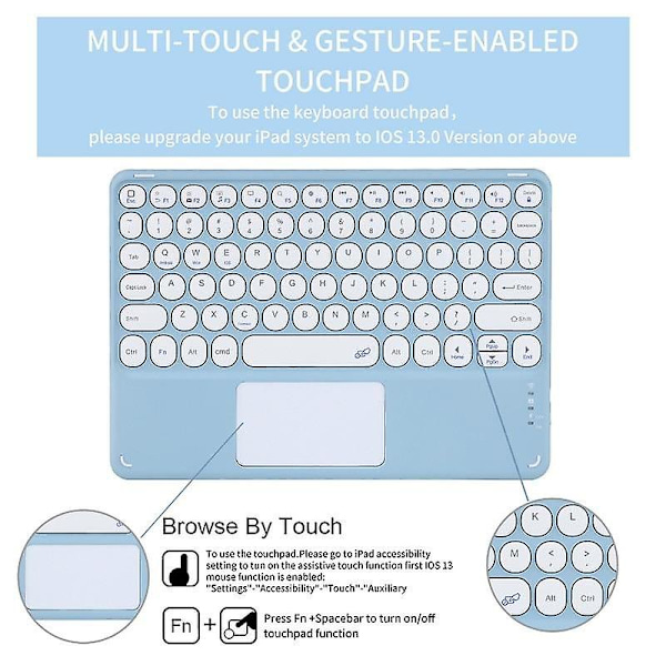 Rund tangentbordfodral Bluetooth-tangentbordfodral Kompatibelt med 2020 ipad air 4/10.9 tangentbord (grön)