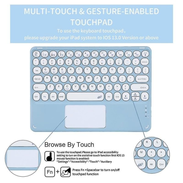 Rund Tast Keyboard Case Bluetooth Keyboard Case Til 2020 ipad air 4/10.9 Keyboards(grøn)