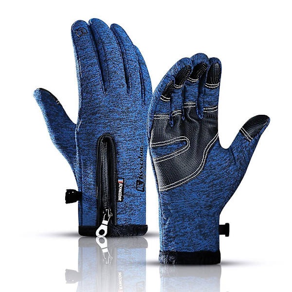 Vinter Termisk Fleece Touchscreen Hansker Myke Fleecehansker Kaldt Vær For Sykling Fotturer Camping Ski Blue M